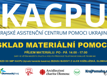 ACHO zabezpečuje pro KACPU Olomouckého kraje provoz Skladu materiální pomoci