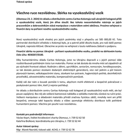 Vyhlášení sbírky na vysokozdvižný vozík pro Ukrajinu