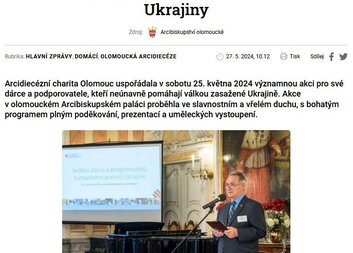 Arcidiecézní Charita Olomouc uspořádala setkání podporovatelů válkou zasažené Ukrajiny