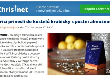 Christnet Věřící přinesli do kostelů krabičky s postní almužnou