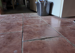 Vzlínání spodní vody lze pozorovat i na spárách mezi dlaždičkami.