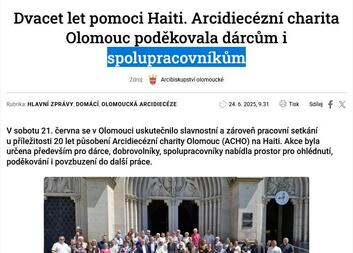 Dvacet let pomoci Haiti. Arcidiecézní charita Olomouc poděkovala dárcům i spolupracovníkům